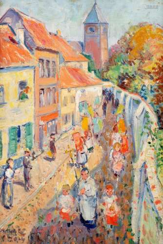 Raphael Dubois (1888-1960), Procession in Flanders, oil on c...