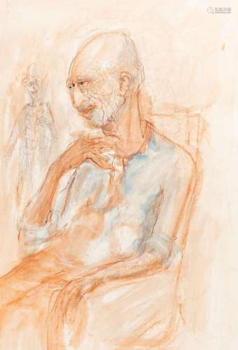 Emiel Verlinde (1917-1991), contemplating man, drawing, penc...