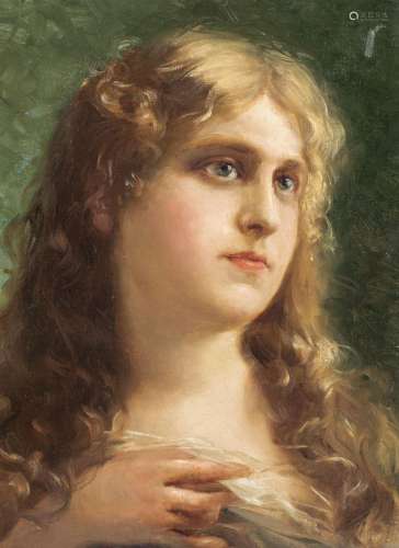 A mystic female beauty, ca. 1910, oil on canvas, 31 x 41 cm
