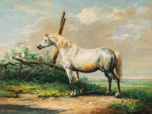 R. Bayren, Portrait of a grey horse, oil on canvas, 30 x 40 ...