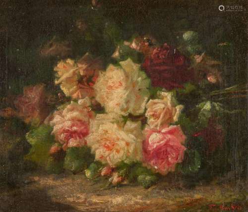 Frans Backvis (1857-1926), flower still life, oil on canvas,...