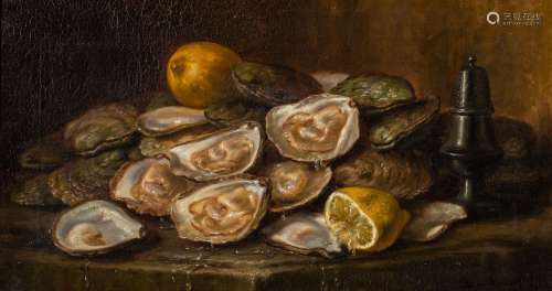 Edward van Ryswyck (1871-1931), still life with oysters and ...