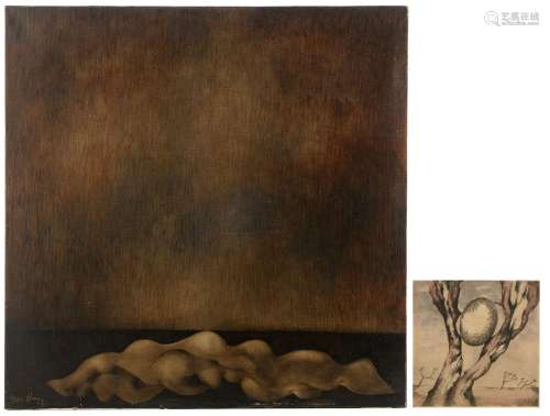 Two works by Yves Rhaye (1936-1995), oil on canvas and an et...