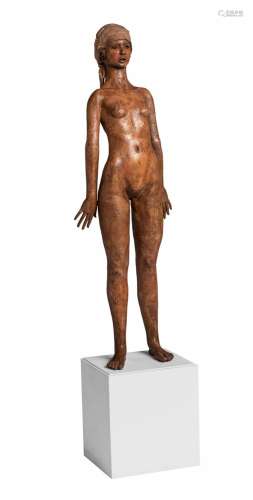 Jan Dumortier, standing female nude, patinated terracotta, H...