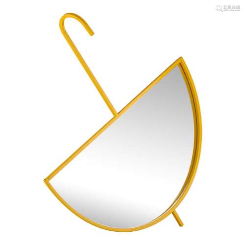 A yellow design umbrella-shaped mirror, H 67 cm