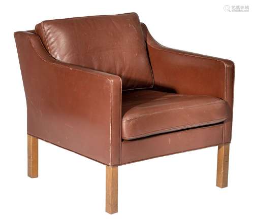 A brown leather armchair by Borge Mogensen for Ed Fredericia...