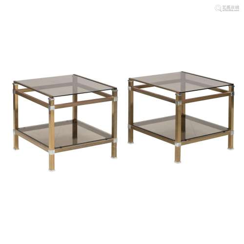 A pair of vintage brass side tables, '70s, H 48 - W 50 - D 5...