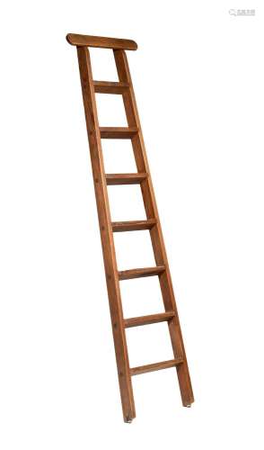 A vintage oak library ladder, H 200 cm