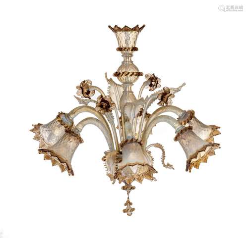 A Venetian-type glass chandelier, H 65 cm