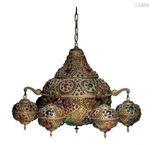A vintage Moroccan chandelier, H 55 cm