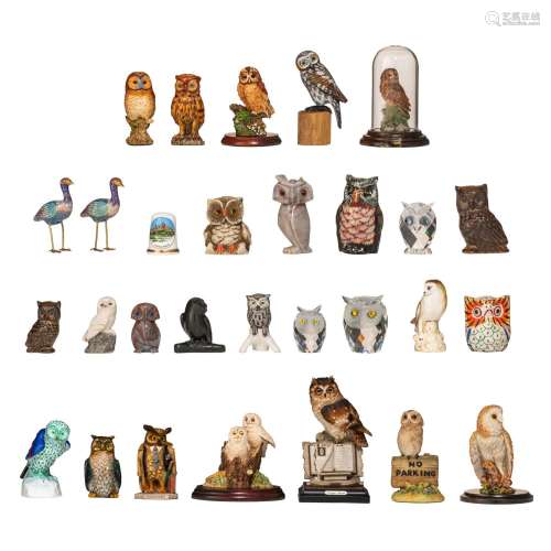 A large and various collection of owl figurines, H 18 cm (ta...