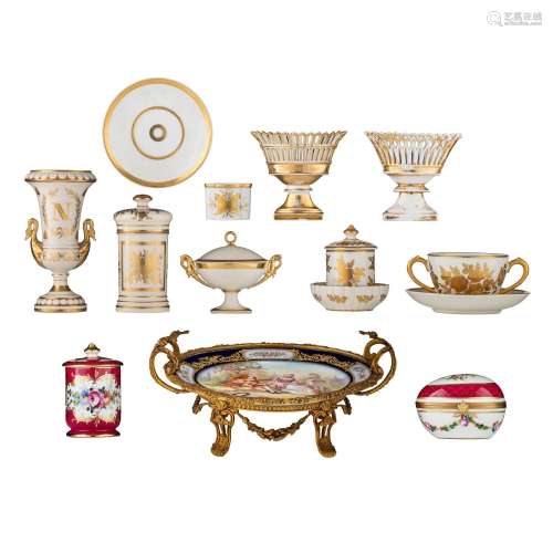 A various collection of Limoges and Sèvres porcelain items, ...