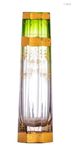 An Art Nouveau Bohemian glass vase by Moser Karlsbad, with g...