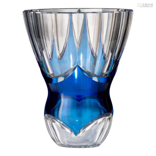 A blue overlay Val-Saint-Lambert vase, H 25 cm