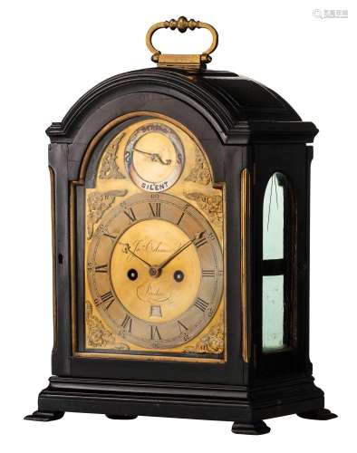 A mid 18thC ebonised bracket clock by John Coleman, London, ...