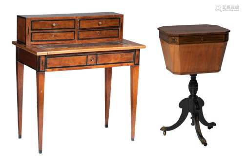An English Victorian lady's writing desk, and a matching sew...