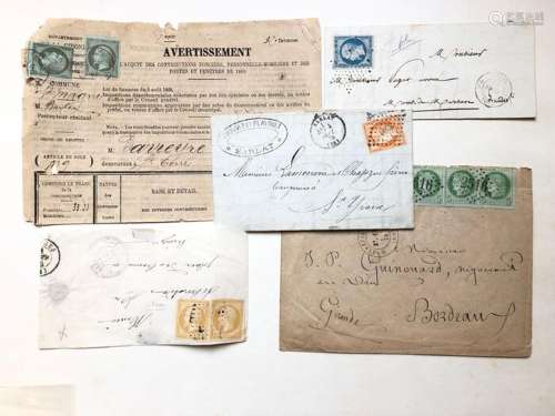 France 1854/1874 - Timbres sur lettre. - Yvert et Tellier