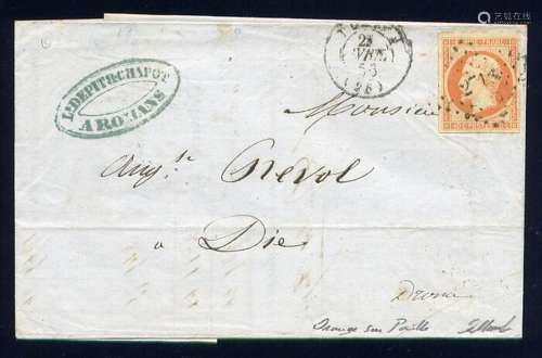 France 1856 - Rare double postage letter from Romans to Die ...