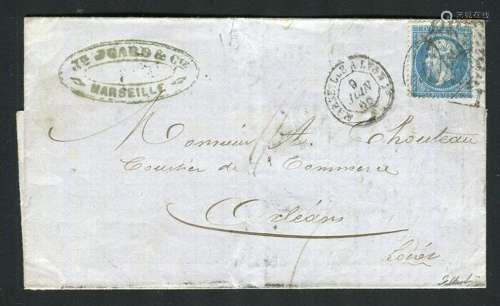 France 1865 - Rare letter from Marseille bound to Orleans wi...