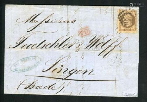 France 1871 - Rare lettre de Bordeaux pour Libourne avec les...