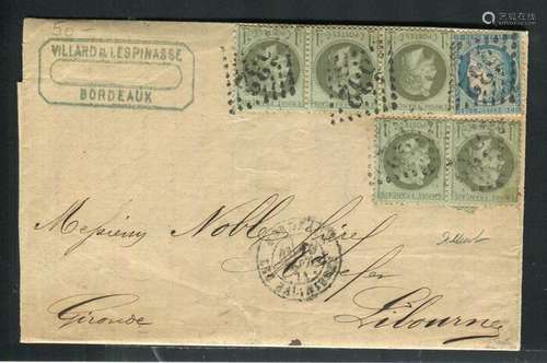 France 1871 - Rare lettre de Bordeaux pour Libourne avec les...