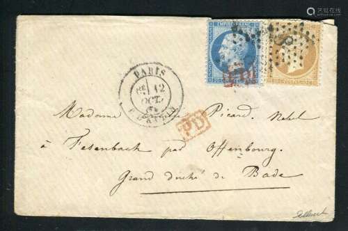 France 1863 - Rare lettre de Paris pour Fesenbach ( Grand Du...