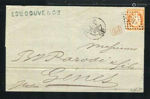 France 1872 - Superbe lettre de Marseille pour Gênes ( Itali...