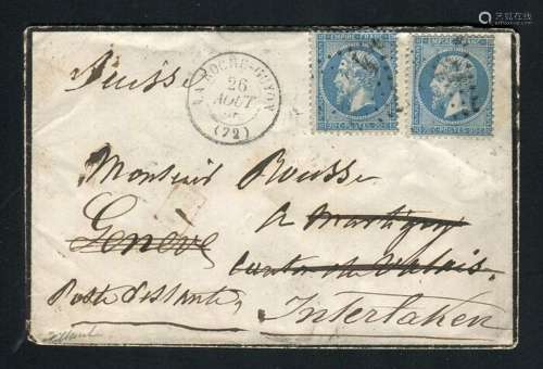 France 1866 - Rare lettre de Laroche Guyon pour Interlaken (...