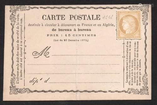 France 1871 - Precursor postcard with fold, unused with N° 5...