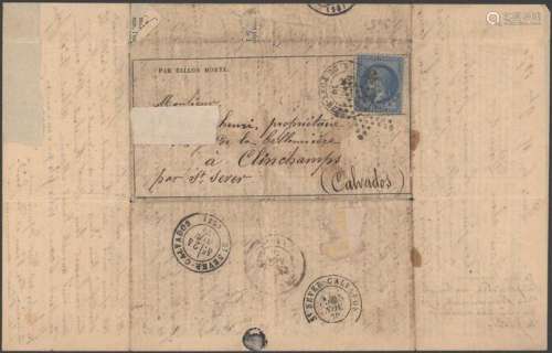 France 1870 - Newspaper letter by mounted balloon from Paris...