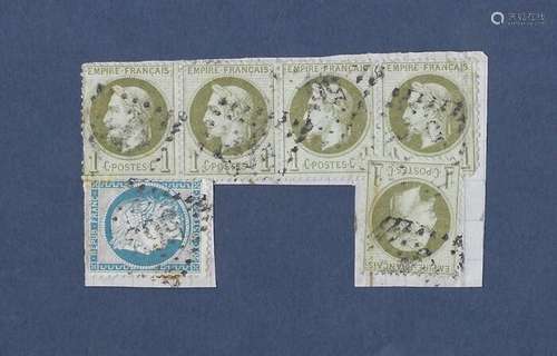 France - Magnifique devant de lettre de 5 timbres de 1c vert...