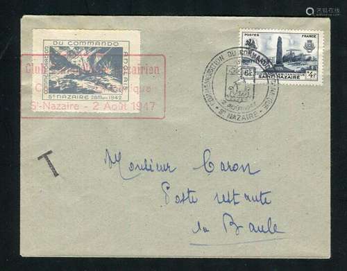 France 1947 - Rare stamped letter from St-Nazaire to La Baul...