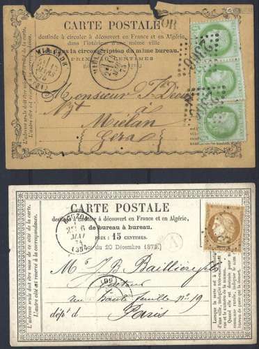 France - Set of 2 postcards with perforate Ceres.
