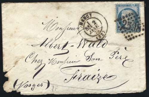 France - Envelope from Nancy to Fraize, January 1875.