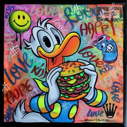 Duke - Happy Day Duck - Signed Original Acrylic on canvas by...