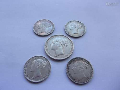 United Kingdom. Lot. Six Pence/Shilling 1851/1883 (5 pieces ...