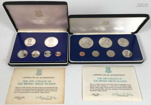 British Virgin Islands. Proof Set 1978/1980, "Bird Faun...