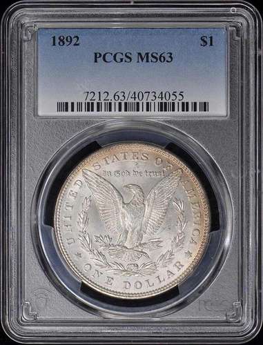 1892 $1 Morgan Dollar PCGS MS63