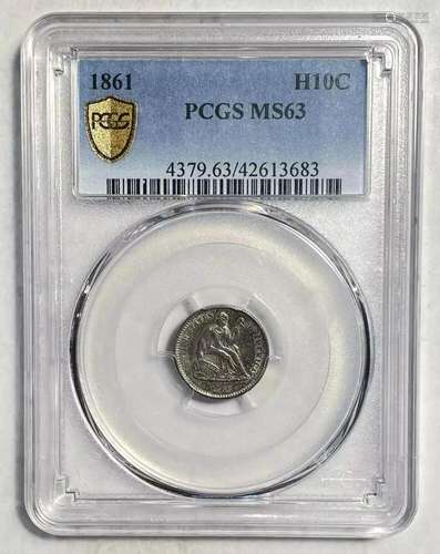 1861 Half Dimes PCGS MS-63 Liberty Seated