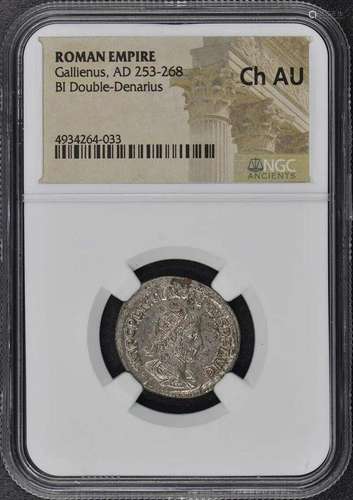 Gallienus AD 253-268 ROMAN EMPIRE BI Double-Denarius NGC AU5...