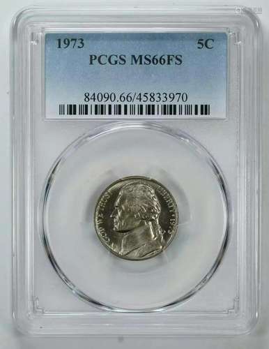 1973 JEFFERSON NICKEL 5C PCGS MS 66 FS MINT STATE UNC - FULL...