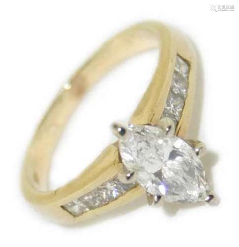 14k Yellow Gold Ladies Ring 1.40tdw Diamond Ring - Size 5 3/...