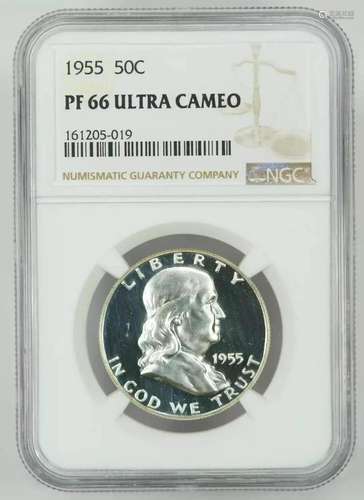 1955 PROOF FRANKLIN HALF DOLLAR 50C NGC CERTIFIED PF 66 ULTR...