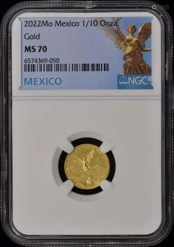 2022 Mo Mexico 1/10 Onza Gold Libertad NGC MS70