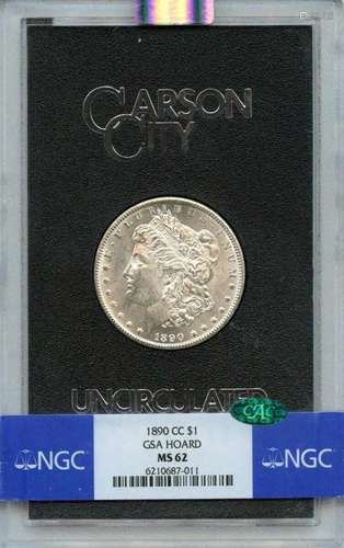 1890-CC Morgan Dollar GSA HOARD S$1 NGC MS62 (CAC)