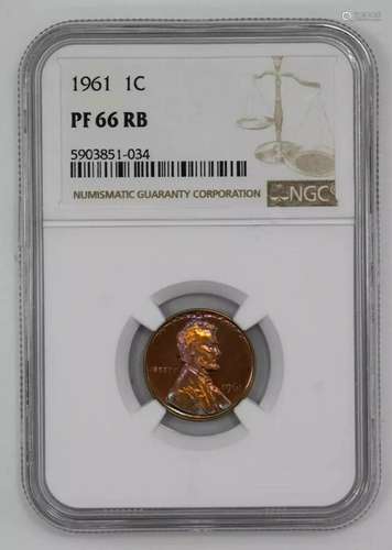 1961 PROOF LINCOLN MEMORIAL CENT 1C NGC PF 66 RB RED BROWN -...