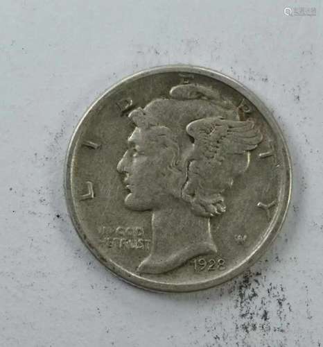 1928 D MERCURY DIME 10C SILVER - XF EXTRA FINE (6115)