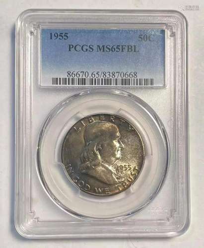 1955 P Half Dollars Franklin PCGS MS-65 FBL