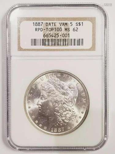 1887 P Morgan Silver Dollar NGC MS-62 VAM-5 RPD TOP 100