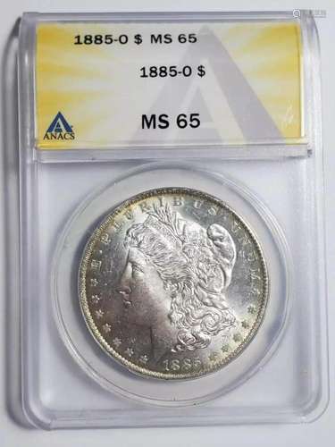 1885 O Morgan Silver Dollar ANACS MS-65